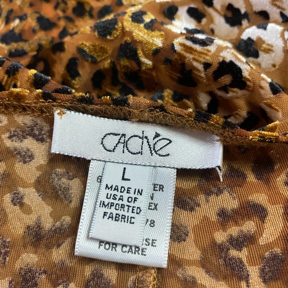 Cache Stretch Velvet Leopard Print Top Size Large - Picture 4 of 8